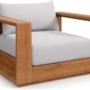 New Outdoor Wood Patio Chair Weather-Resistant Cushions Ideal as Club Chair