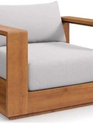 New Outdoor Wood Patio Chair Weather-Resistant Cushions Ideal as Club Chair