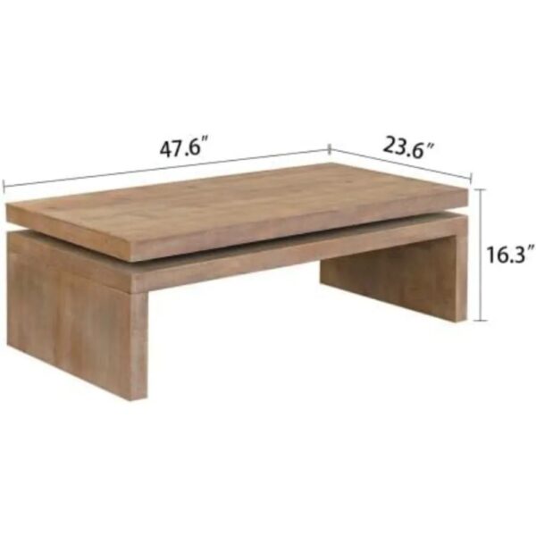 New Natural Wood Coffee Table for Living Room Rectangle Cocktail Table