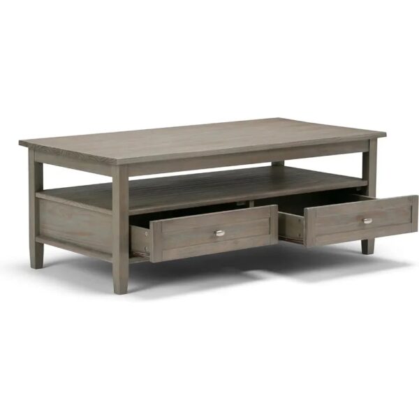 New Extendable Coffee Table Adjustable Reversible Wood Table with 2 Storage Drawers
