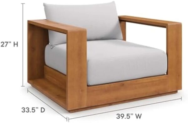 New Outdoor Wood Patio Chair Weather-Resistant Cushions Ideal as Club Chair