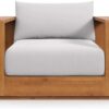 New Outdoor Wood Patio Chair Weather-Resistant Cushions Ideal as Club Chair