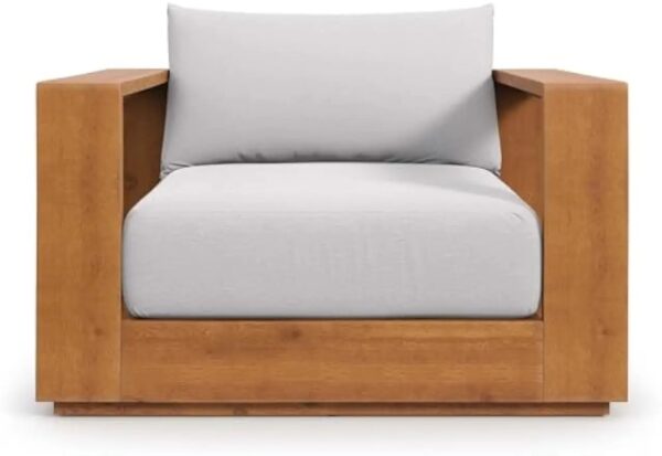 New Outdoor Wood Patio Chair Weather-Resistant Cushions Ideal as Club Chair